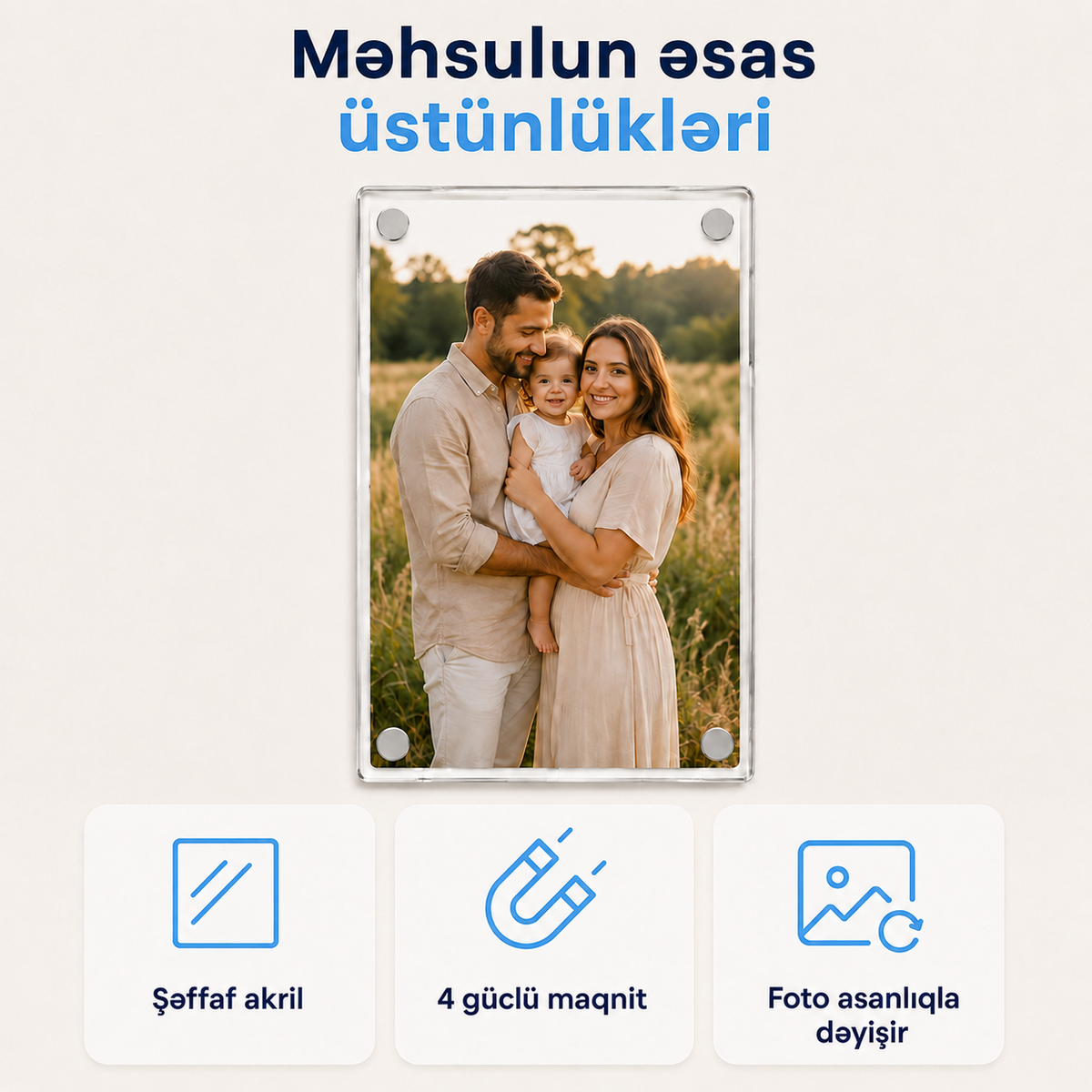 Acrylic™ – Dəyişdirilə Bilən Akril Foto Maqnit