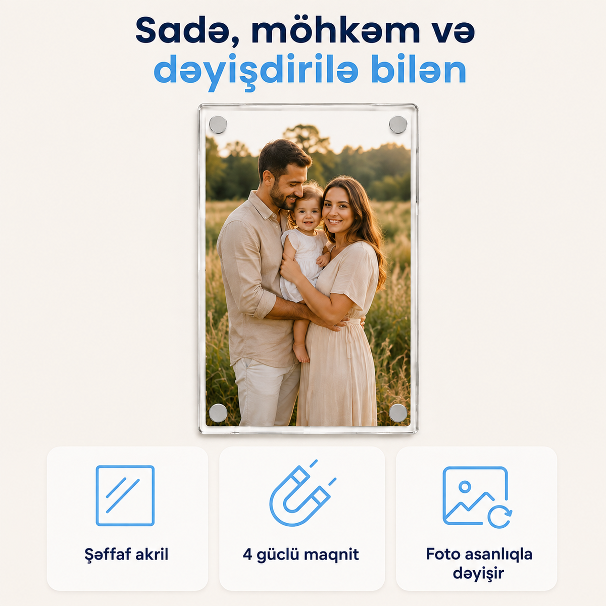 Acrylic™ – Dəyişdirilə Bilən Akril Foto Maqnit