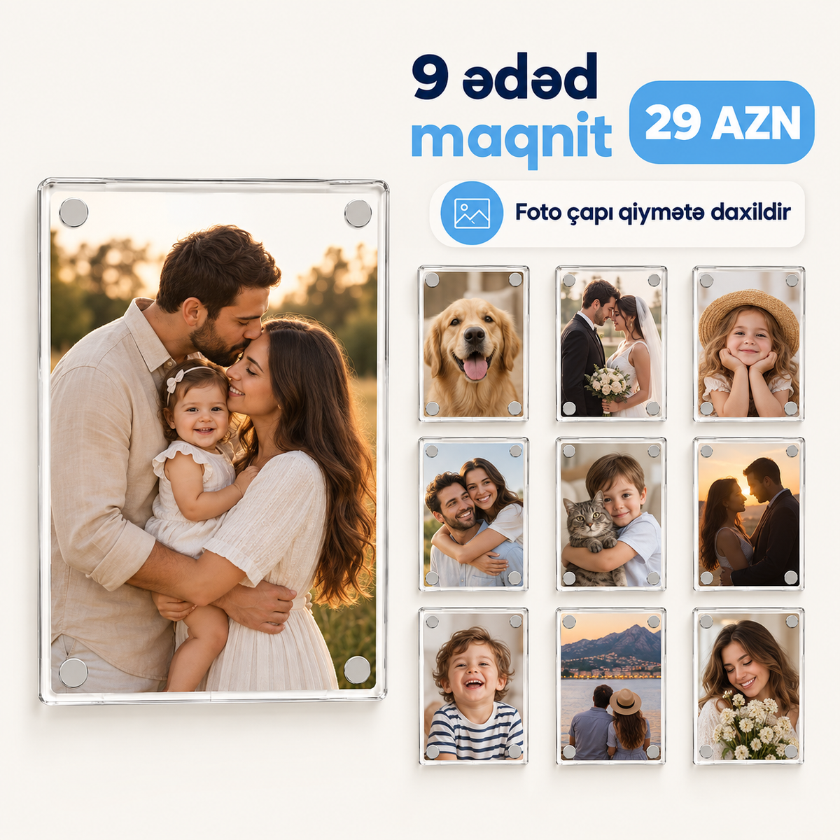 Acrylic™ – Dəyişdirilə Bilən Akril Foto Maqnit