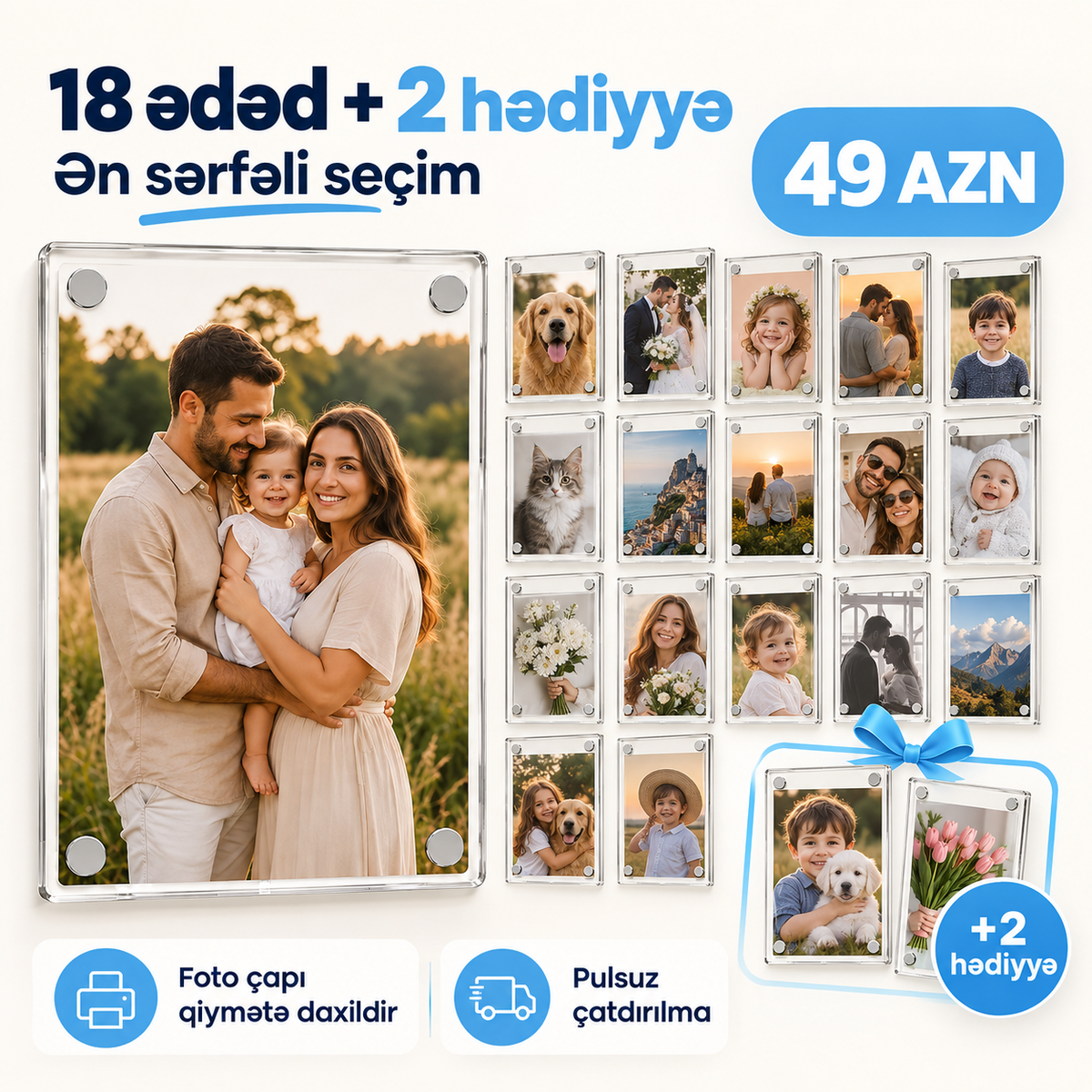 Acrylic™ – Dəyişdirilə Bilən Akril Foto Maqnit